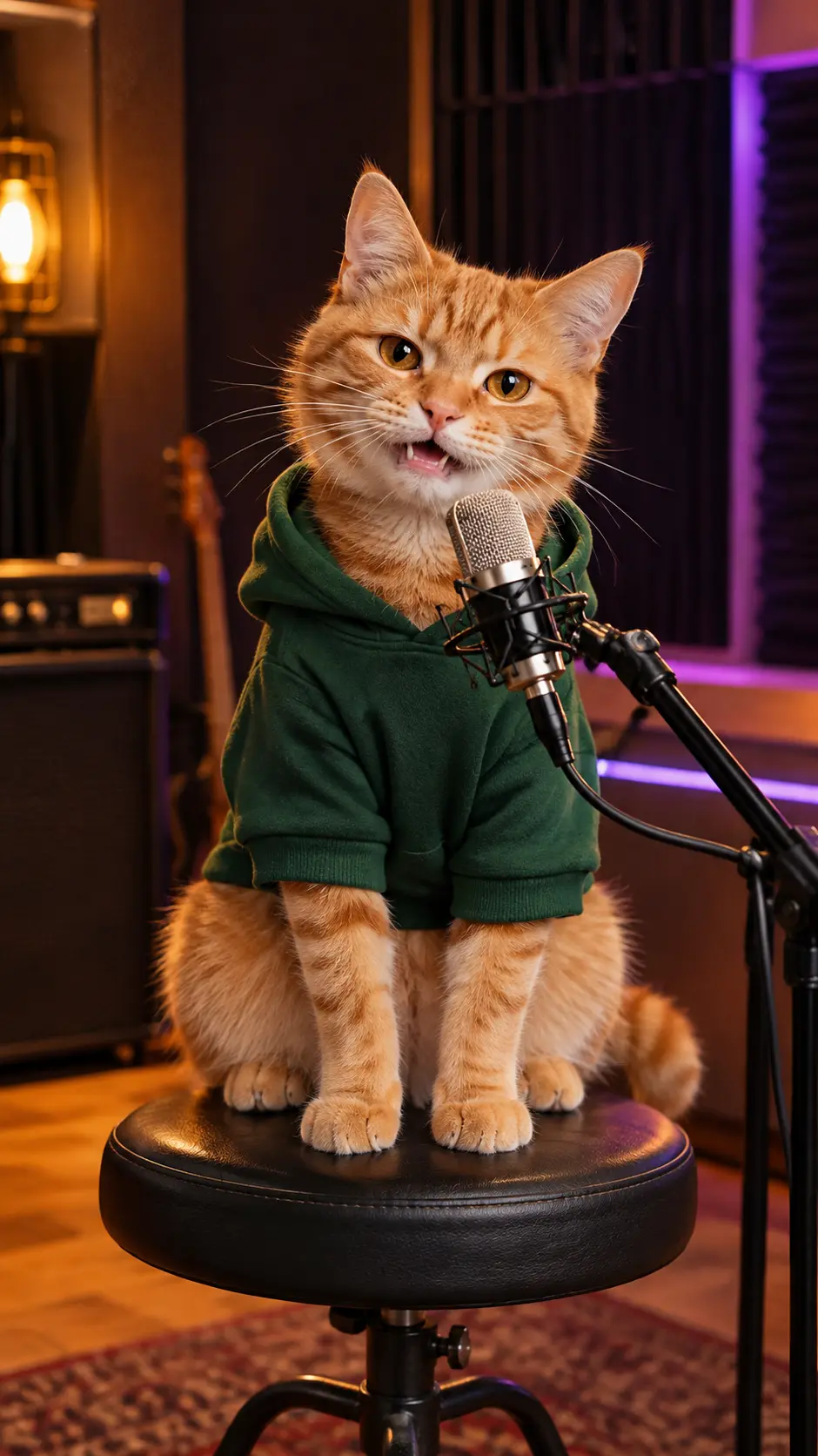 The fictional orange cat used for the studio rap example
